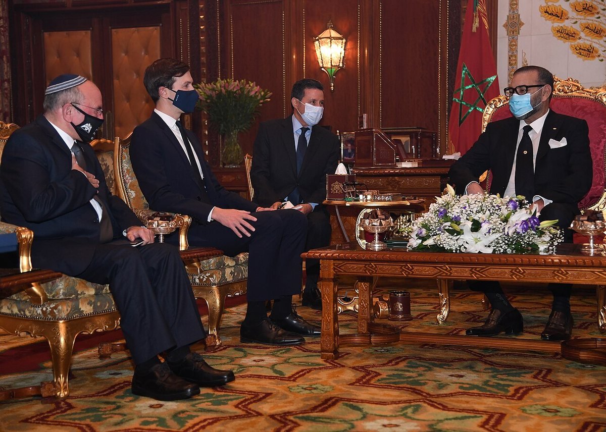 King Mohammed VI receives the joint US–Israeli delegation in Rabat on 22 December 2020