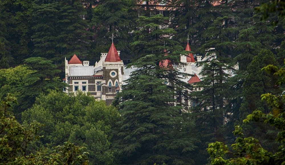 The Uttarakhand High Court building at Nainital among deodar trees