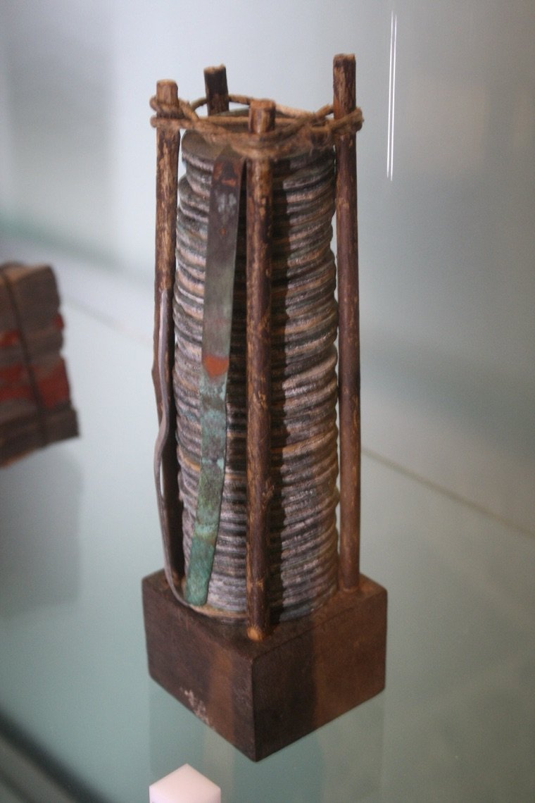 A voltaic pile preserved at the Tempio Voltiano in Como
