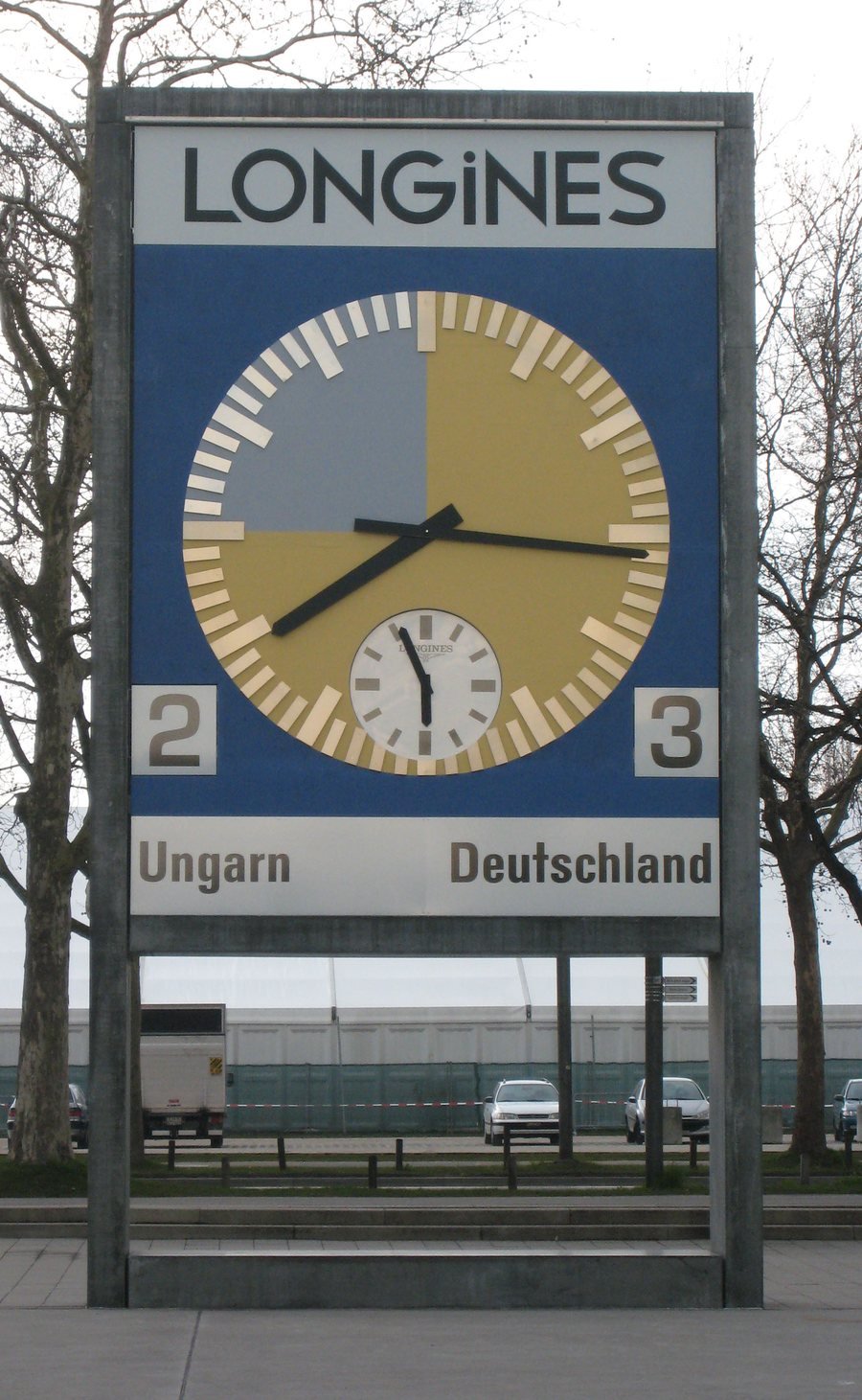 The restored scoreboard clock from the 1954 final