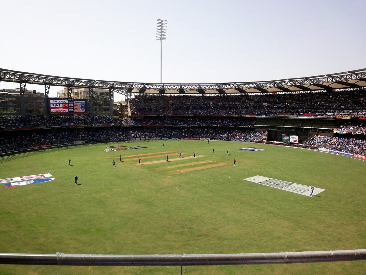 Wankhede Stadium, Mumbai, during Sri Lanka’s innings in the 2011 World Cup final, 2 April 2011