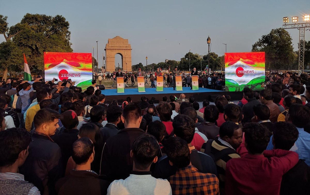 A Zee News live debate staged in front of India Gate, New Delhi, on 28 February 2019